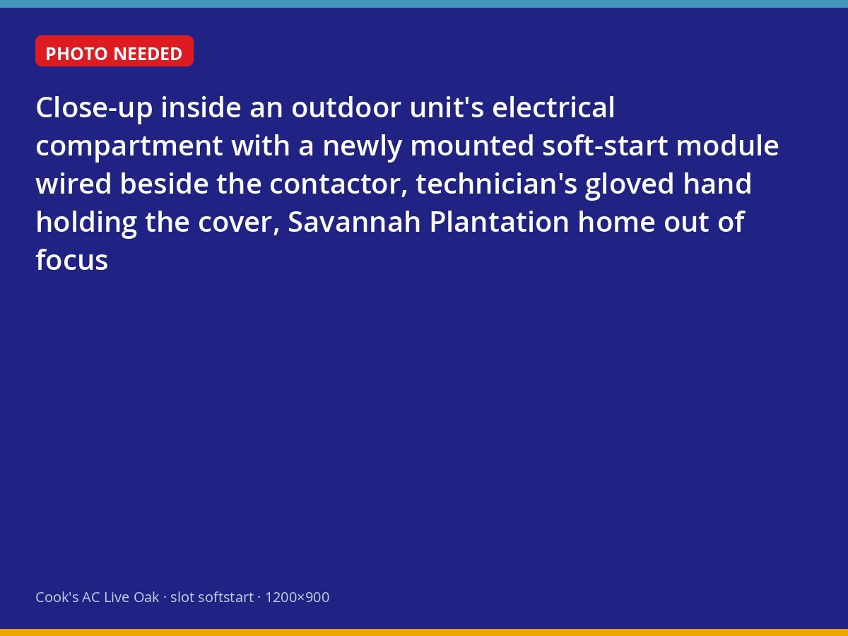 Soft-start module installed inside an air conditioner condenser at a Savannah Plantation home