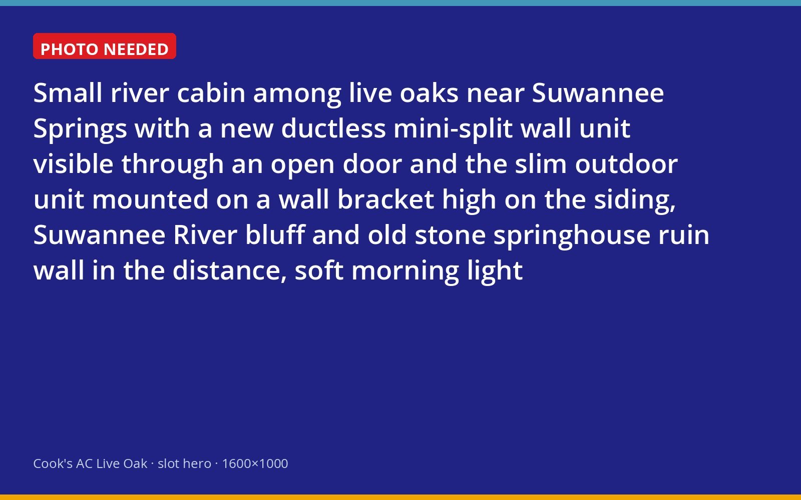 Ductless mini-split installed high on the wall of a river cabin near Suwannee Springs