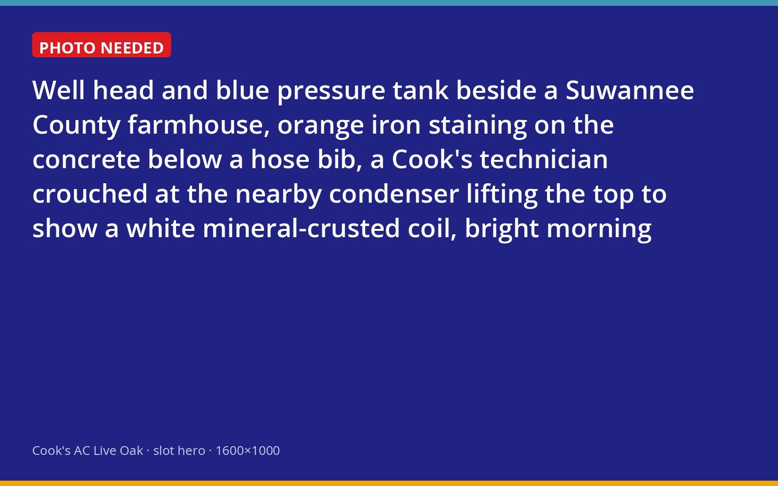 Well pressure tank with iron staining beside a condenser with mineral-crusted coil fins