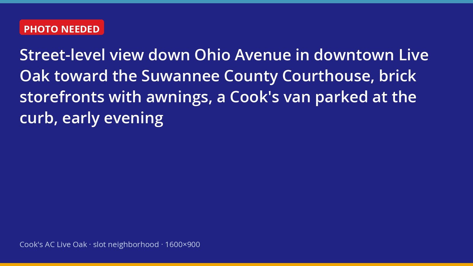 Cook's service van parked on Ohio Avenue in downtown Live Oak
