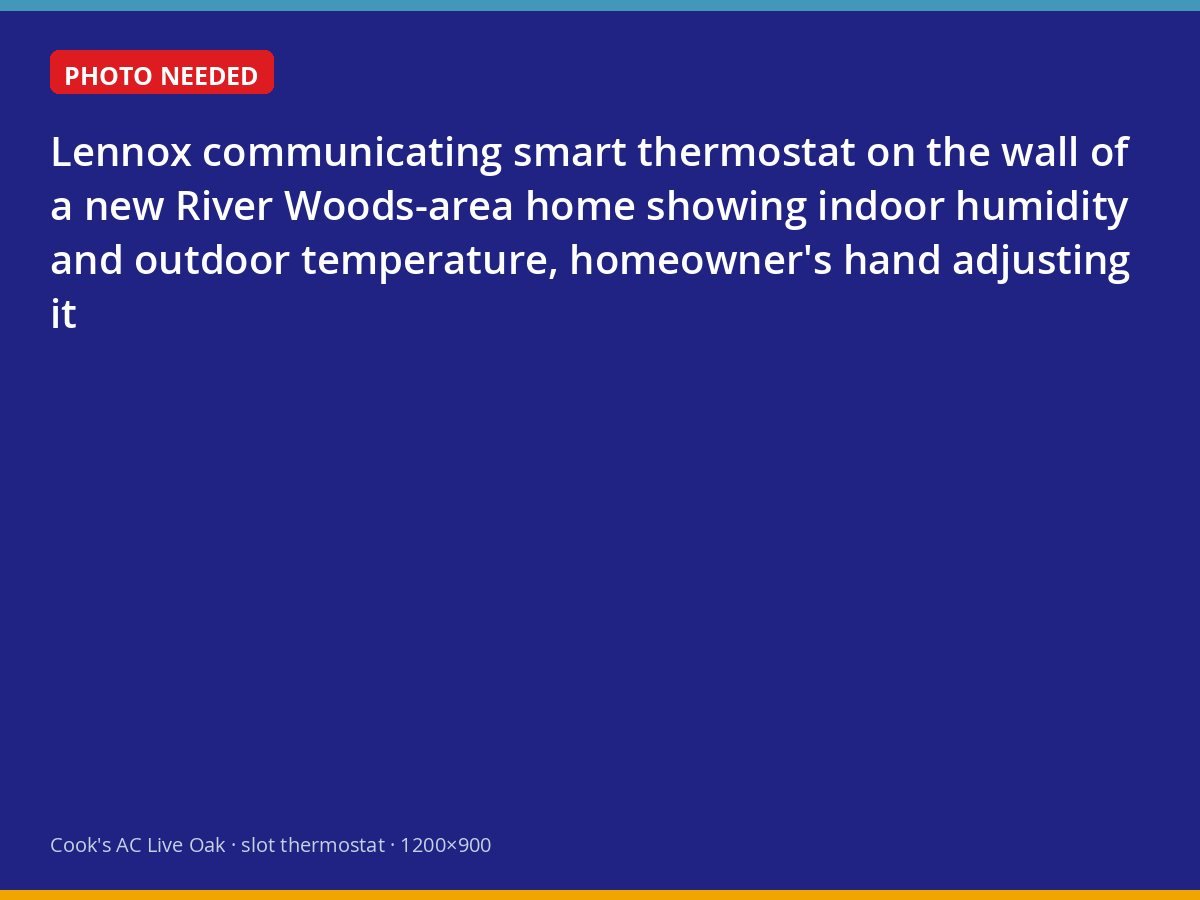 Lennox smart thermostat displaying humidity and temperature in a Live Oak home