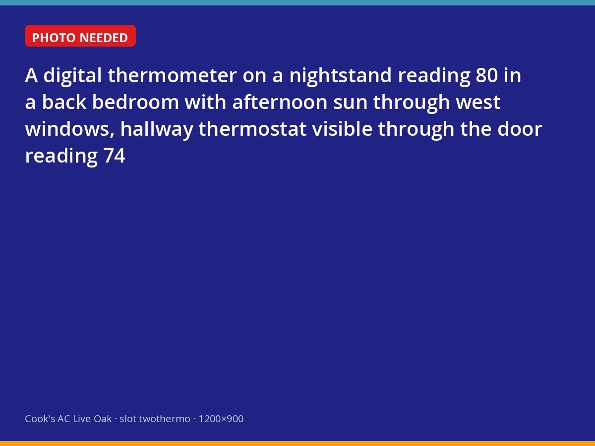 Bedroom thermometer reading 80 degrees while the hall thermostat shows 74