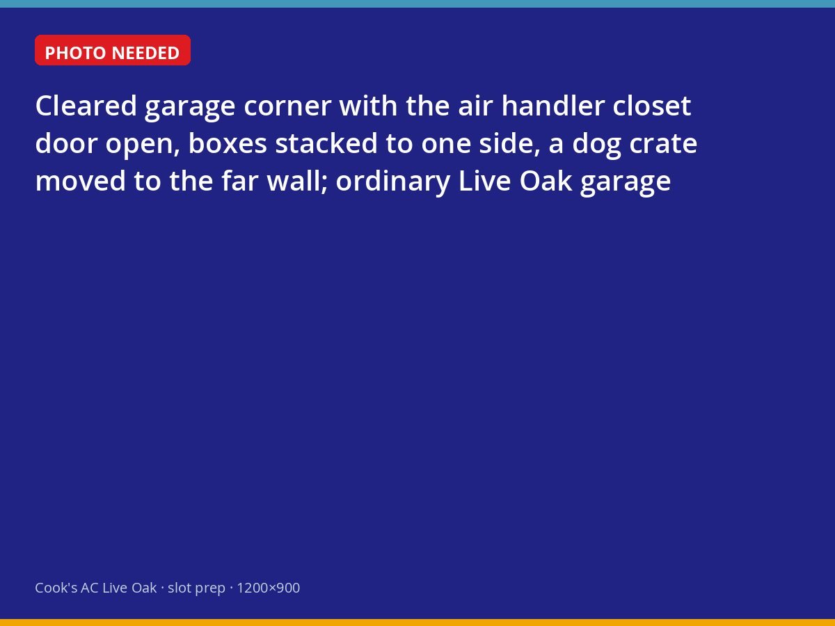 Garage cleared around an air handler closet ahead of an installation