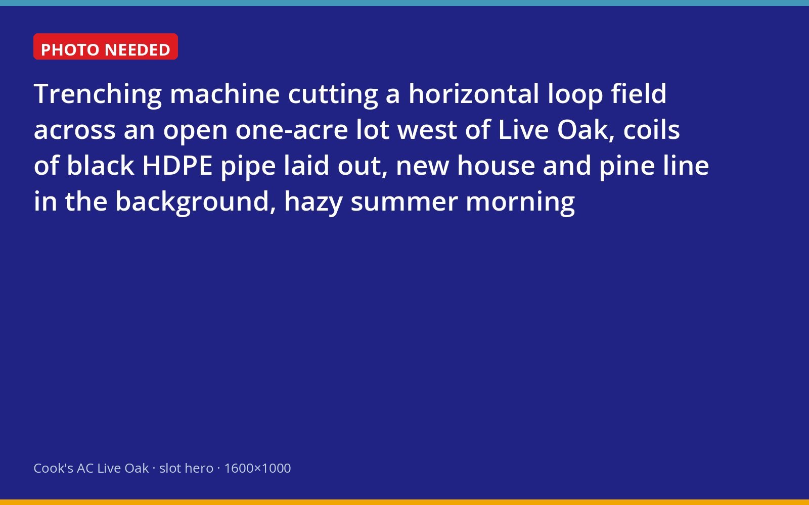 Horizontal geothermal loop trenches being cut on a one-acre homesite near Live Oak